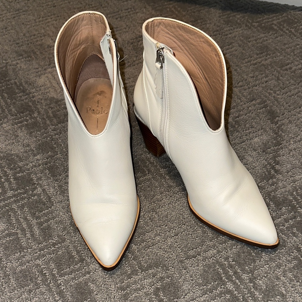 Paolo Cream Leather Ankle Booties